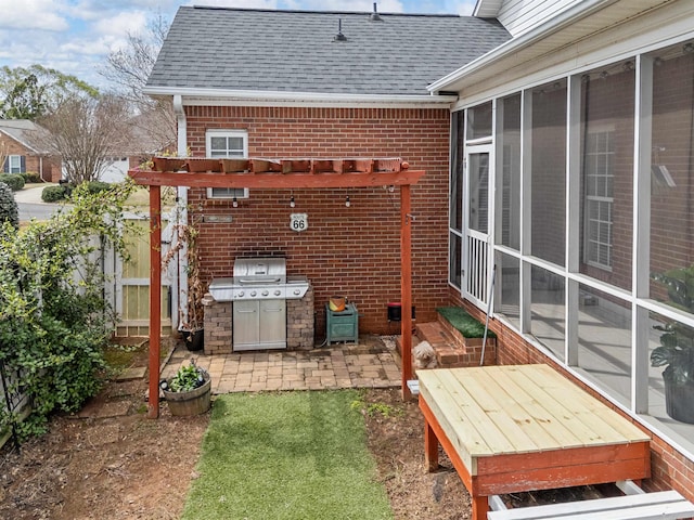 110 Hidden Ridge Dr, Spartanburg, SC 29301 - view of patio featuring a sunroom and a grill