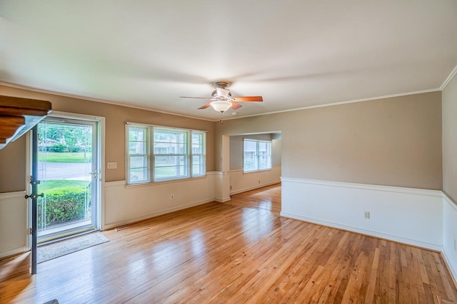 2250 Hickory Dr, Spartanburg, SC 29302 - spare room featuring light wood finished floors, ornamental molding, and ceiling fan