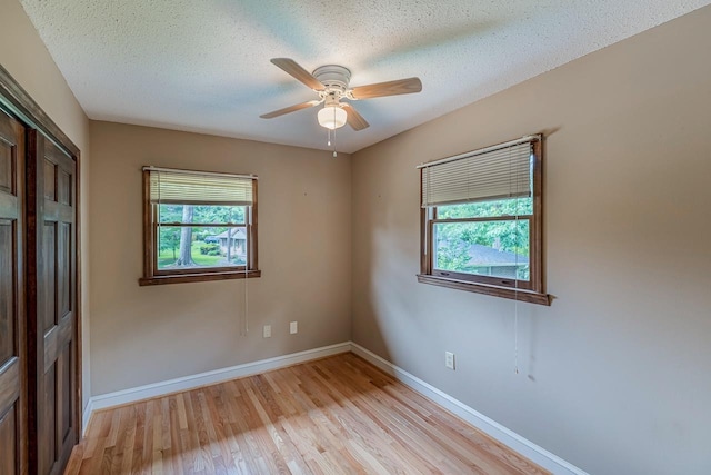 2250 Hickory Dr, Spartanburg, SC 29302 - empty room with plenty of natural light, light wood finished floors, a ceiling fan, and a textured ceiling