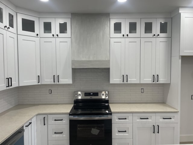 115 Hickory Hollow Rd, Inman, SC 29349 - kitchen with appliances with stainless steel finishes, white cabinets, decorative backsplash, light stone counters, and recessed lighting