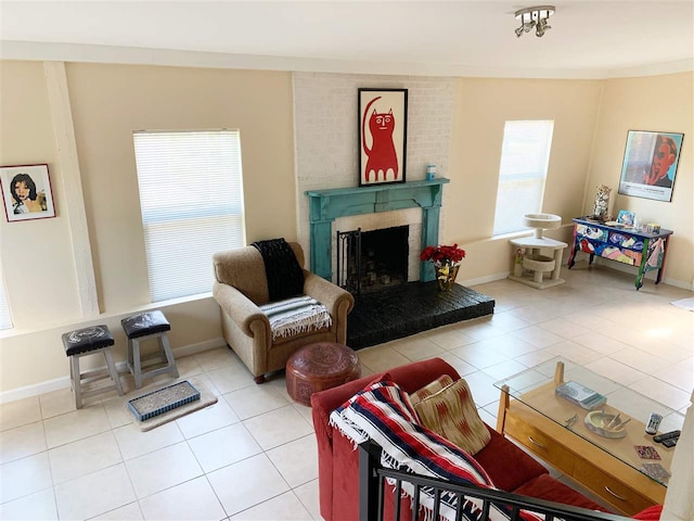 107 S Poplar Ave, Landrum, SC 29356 - living area with a fireplace and light tile patterned floors