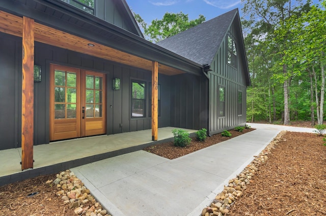 120 Thomason View Rd, Fountain Inn, SC 29644 - entrance to property with board and batten siding, a shingled roof, and a porch