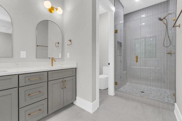 120 Thomason View Rd, Fountain Inn, SC 29644 - full bath with a stall shower, double vanity, and tile patterned flooring