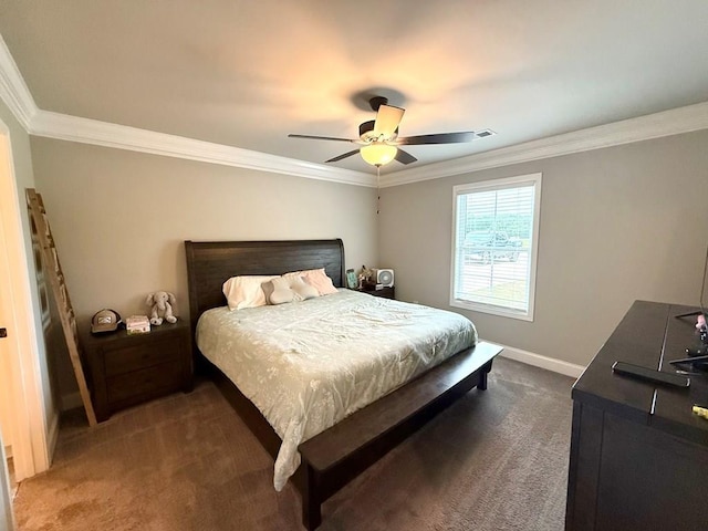 115 Rolling Mill Rd, Gaffney, SC 29340 - bedroom featuring dark carpet, crown molding, and a ceiling fan