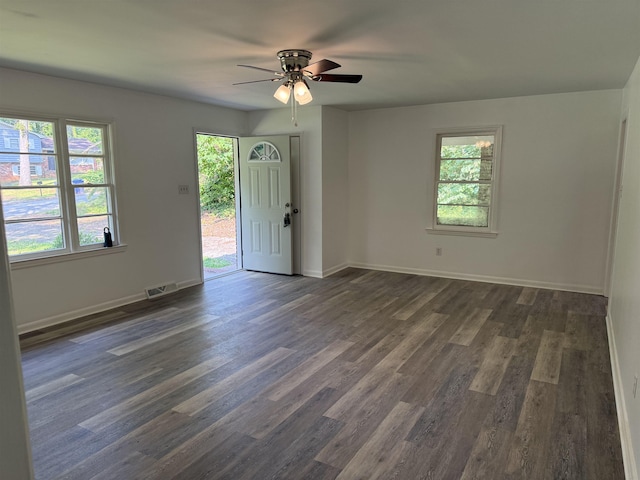 213 Loring St, Spartanburg, SC 29302 - entryway with a ceiling fan, plenty of natural light, and dark wood finished floors