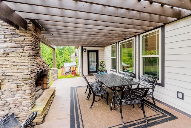 740 N Alamosa Dr, Boiling Springs, SC 29316 - view of patio featuring outdoor dining space and a pergola