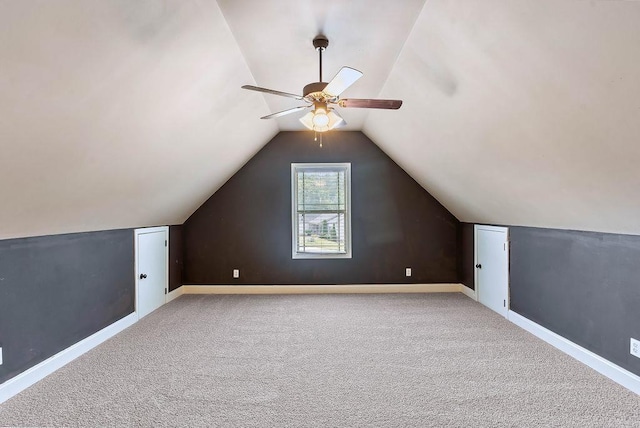 30 Caperton Way, Greer, SC 29651 - additional living space featuring a ceiling fan, lofted ceiling, and carpet flooring