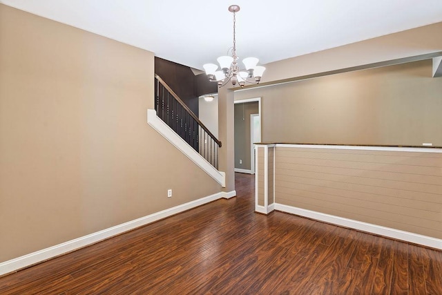30 Caperton Way, Greer, SC 29651 - empty room featuring a chandelier, wood finished floors, and stairs