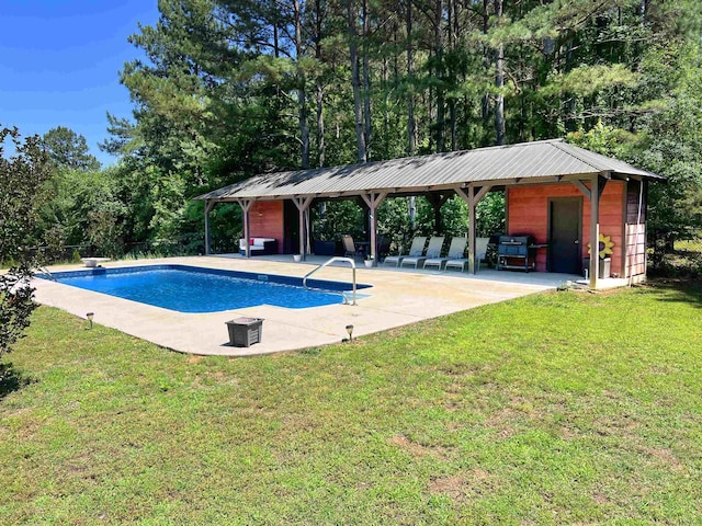 355 Blue Ridge Rd, Campobello, SC 29322 - swimming pool featuring a patio, a lawn, a gazebo, and area for grilling