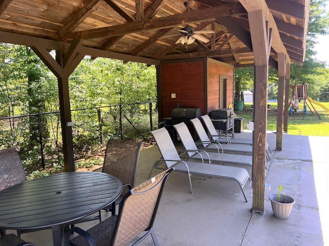 355 Blue Ridge Rd, Campobello, SC 29322 - view of patio with a gazebo, a playground, a grill, and outdoor dining space