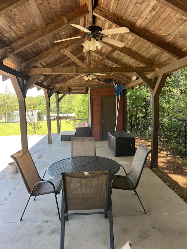 355 Blue Ridge Rd, Campobello, SC 29322 - view of patio with ceiling fan, outdoor dining area, and a water view