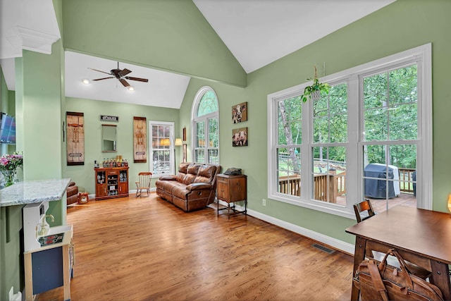 2030 Fasana Rd, York, SC 29745 - living room with ceiling fan, wood finished floors, and lofted ceiling