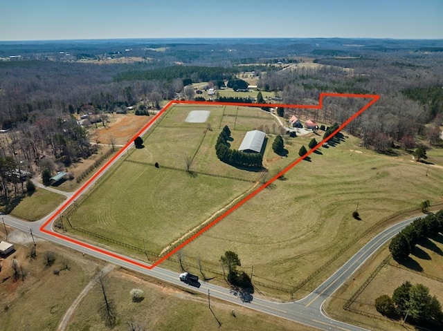 226 John Smith Rd, Columbus, NC 28722 - aerial view of sparsely populated area with property parcel outlined