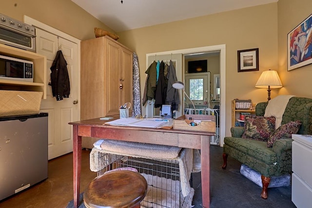 226 John Smith Rd, Columbus, NC 28722 - living area with finished concrete flooring and an office area