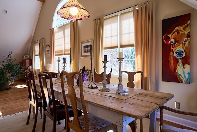 226 John Smith Rd, Columbus, NC 28722 - dining room featuring wood finished floors and vaulted ceiling