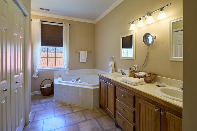226 John Smith Rd, Columbus, NC 28722 - full bath featuring a bath, double vanity, and ornamental molding