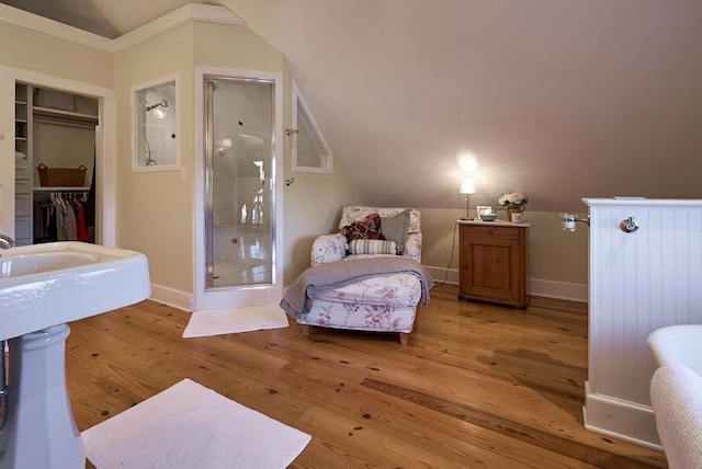 226 John Smith Rd, Columbus, NC 28722 - bedroom featuring hardwood / wood-style floors, a closet, and lofted ceiling