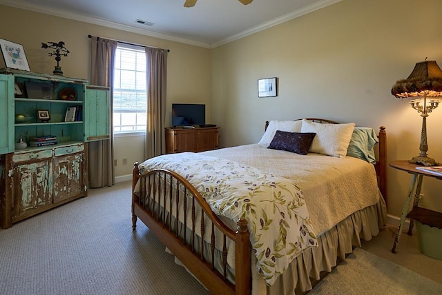 226 John Smith Rd, Columbus, NC 28722 - bedroom with carpet, crown molding, and a ceiling fan