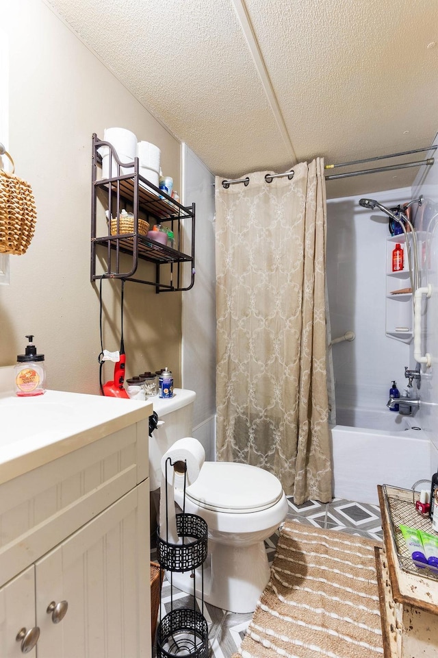 1751 Dillard Rd, Waterloo, SC 29384 - full bathroom featuring shower / tub combo, vanity, and a textured ceiling