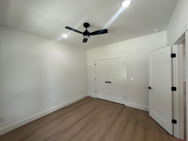 953 Mike Cir, Boiling Springs, SC 29303 - unfurnished bedroom featuring wood finished floors, ceiling fan, recessed lighting, and a closet