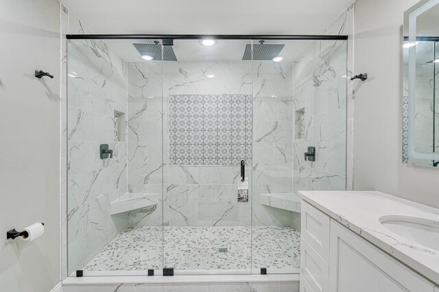 825 N Franklin Rd, Greenville, SC 29617 - full bath featuring vanity and a marble finish shower