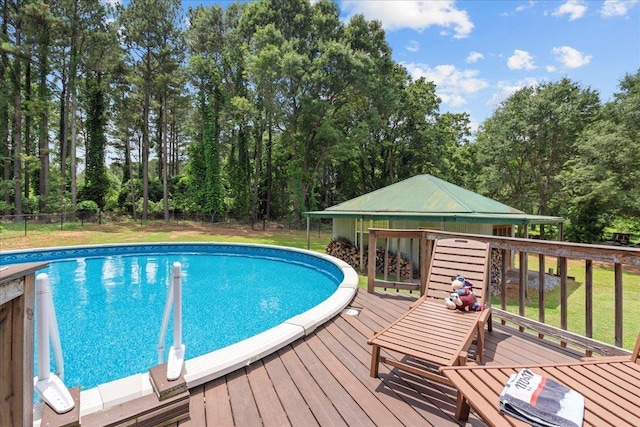 3881 New Cut Rd, Inman, SC 29349 - outdoor pool with a wooden deck