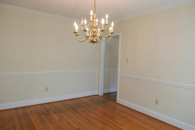 4421 New Cut Rd, Inman, SC 29349 - empty room with a chandelier, wood finished floors, and ornamental molding