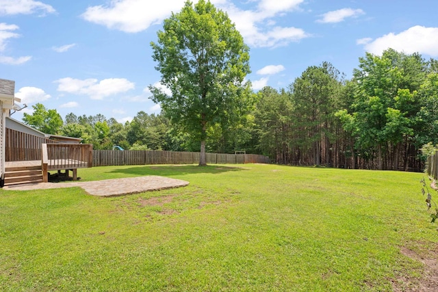 719 S Bomar Ave, Landrum, SC 29356 - fenced backyard with a deck and a patio area