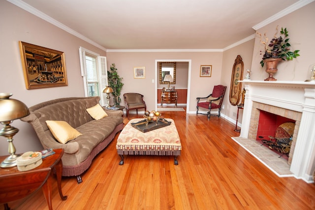 147 Hillbrook Dr, Spartanburg, SC 29307 - living area with wood finished floors, ornamental molding, and a fireplace with raised hearth