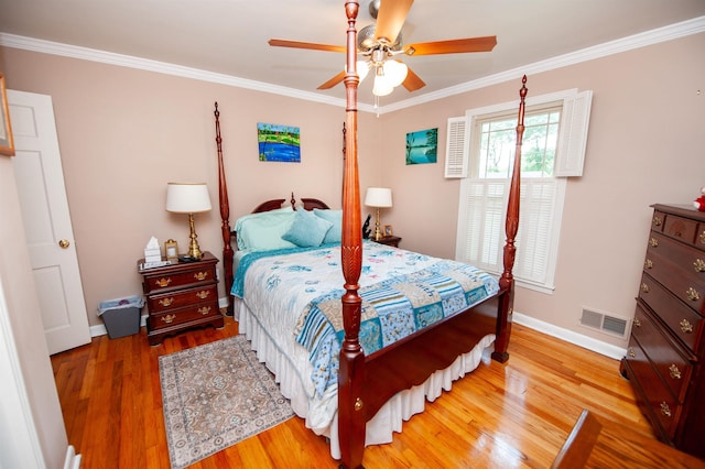 147 Hillbrook Dr, Spartanburg, SC 29307 - bedroom with wood finished floors, ornamental molding, and a ceiling fan