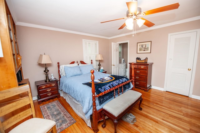 147 Hillbrook Dr, Spartanburg, SC 29307 - bedroom with wood finished floors, crown molding, and ceiling fan