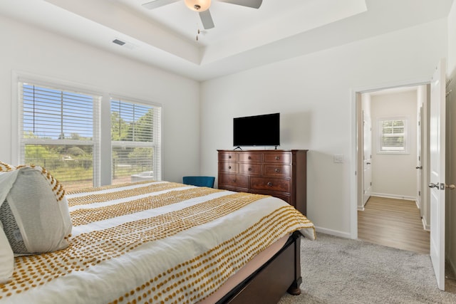 3008 Olivette Pl, Duncan, SC 29334 - bedroom featuring carpet, a raised ceiling, and ceiling fan