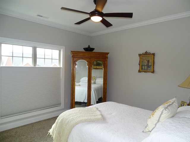 811 White Magnolia Dr, Inman, SC 29349 - carpeted bedroom with ornamental molding and ceiling fan