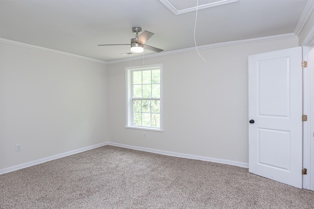 1230 Edgewood Ave, Spartanburg, SC 29301 - carpeted spare room with attic access, ornamental molding, and a ceiling fan
