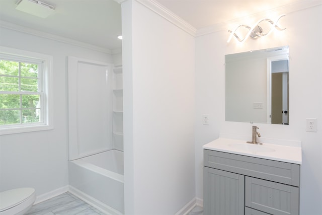 1230 Edgewood Ave, Spartanburg, SC 29301 - full bathroom with vanity, crown molding, marble look tile flooring, and bathing tub / shower combination