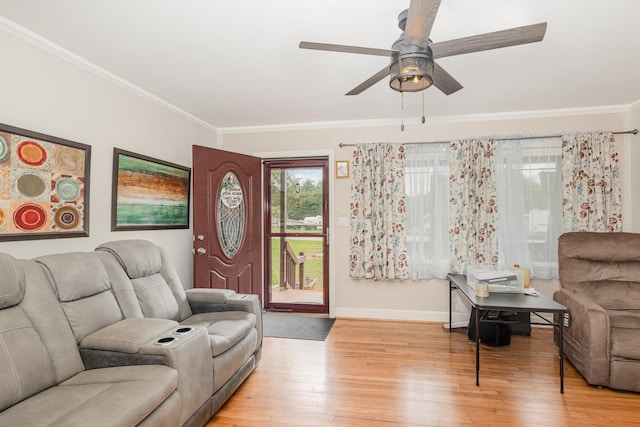 101 Jordan Rd, Lyman, SC 29365 - living area with crown molding, light wood-style flooring, and ceiling fan