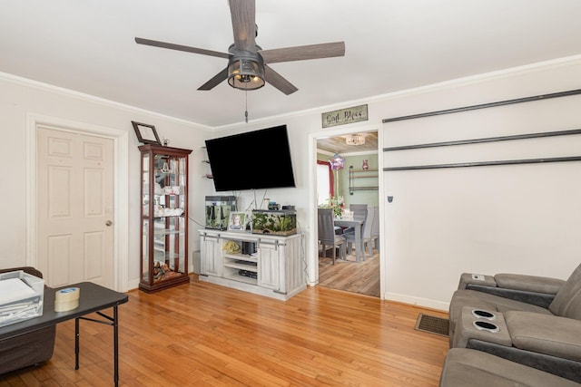 101 Jordan Rd, Lyman, SC 29365 - living room with a ceiling fan, light wood-type flooring, and ornamental molding