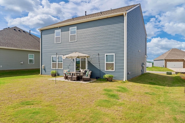 220 Emerald Creek Ave, Greer, SC 29651 - rear view of house featuring outdoor lounge area, a yard, and a patio