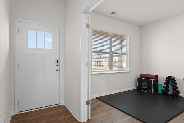 220 Emerald Creek Ave, Greer, SC 29651 - entrance foyer with dark wood-style flooring and baseboards