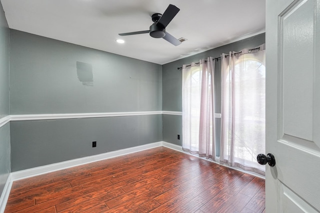 203 Palmetto Dr, Greer, SC 29651 - spare room featuring wood finished floors, a ceiling fan, and recessed lighting
