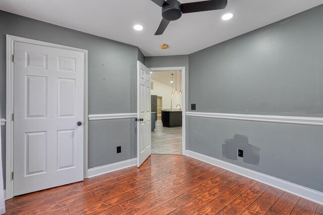 203 Palmetto Dr, Greer, SC 29651 - unfurnished room featuring ceiling fan, wood finished floors, and recessed lighting