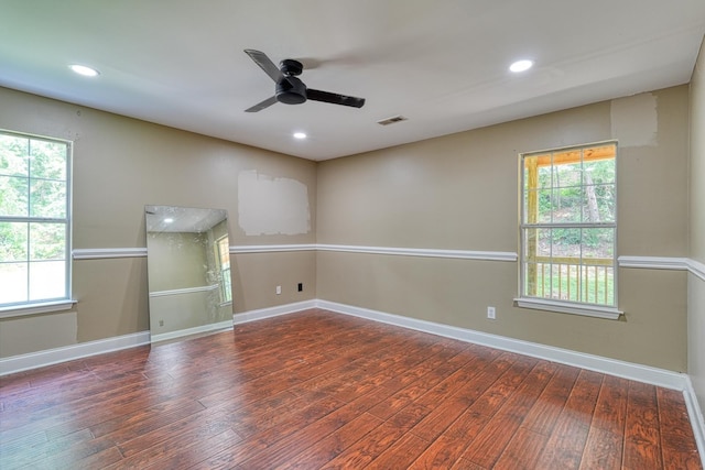 203 Palmetto Dr, Greer, SC 29651 - empty room with wood-type flooring, healthy amount of natural light, a ceiling fan, and recessed lighting