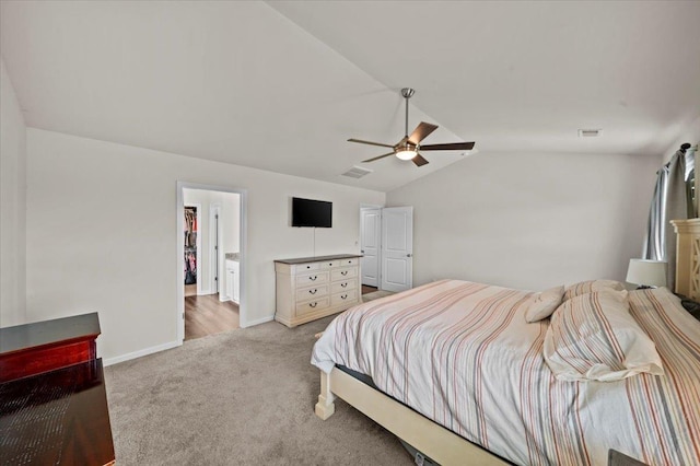 9035 Germaine Ct, Boiling Springs, SC 29316 - bedroom featuring light colored carpet, lofted ceiling, and a ceiling fan