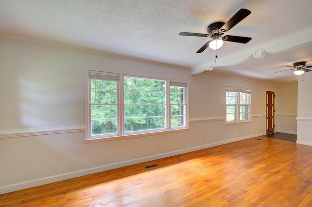 120 Branch St, Campobello, SC 29322 - unfurnished room featuring a textured ceiling, ceiling fan, light wood-type flooring, and ornamental molding