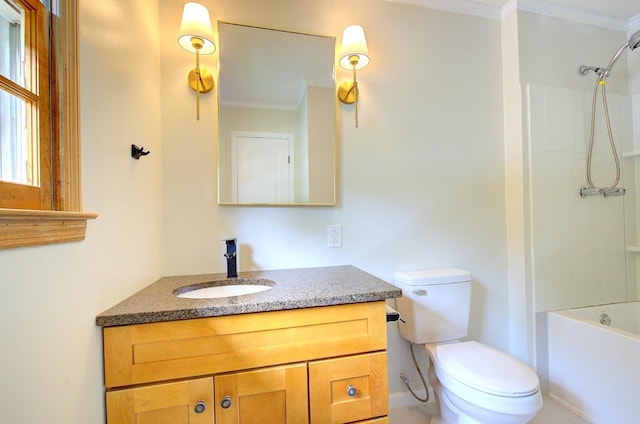 120 Branch St, Campobello, SC 29322 - bathroom with crown molding, vanity, and bathtub / shower combination