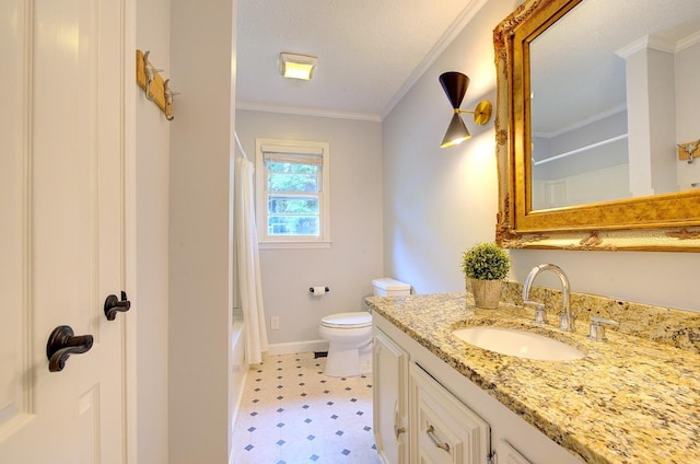 120 Branch St, Campobello, SC 29322 - full bathroom featuring tile patterned floors, vanity, crown molding, and shower / tub combo