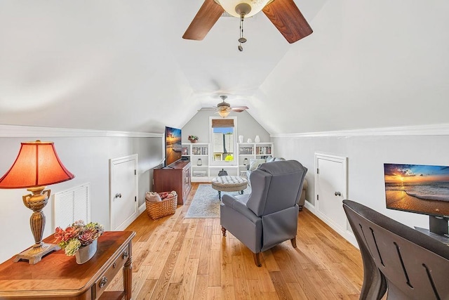 325 Reflection Dr, Lyman, SC 29365 - sitting room with ceiling fan, light wood-style flooring, and vaulted ceiling