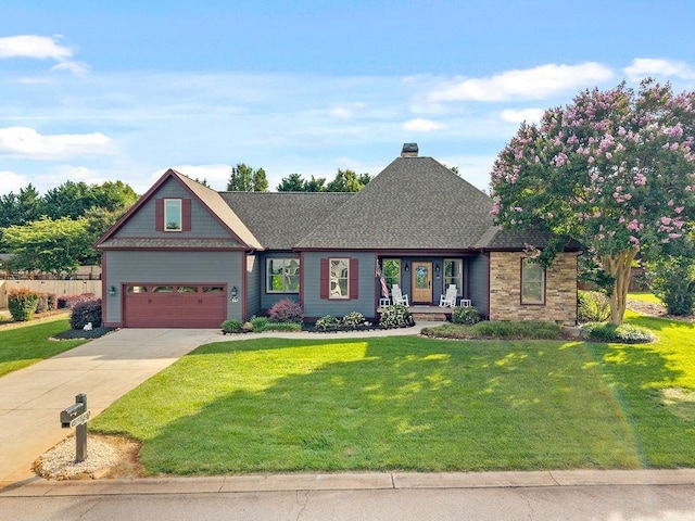 325 Reflection Dr, Lyman, SC 29365 - view of front of house with concrete driveway, a chimney, and a shingled roof