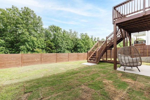 738 Judah Dr, Moore, SC 29369 - fenced backyard with stairway, a deck, and a patio