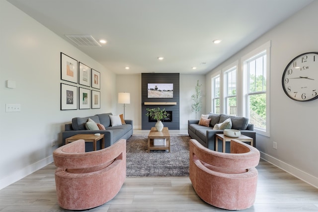 738 Judah Dr, Moore, SC 29369 - living area with recessed lighting, a large fireplace, and light wood finished floors